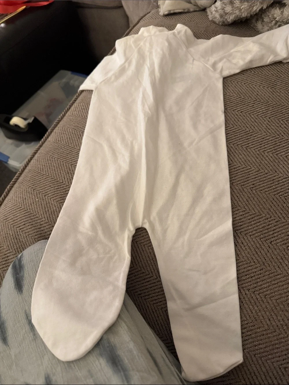 White Baby Footed One-Piece Sleeper Duke